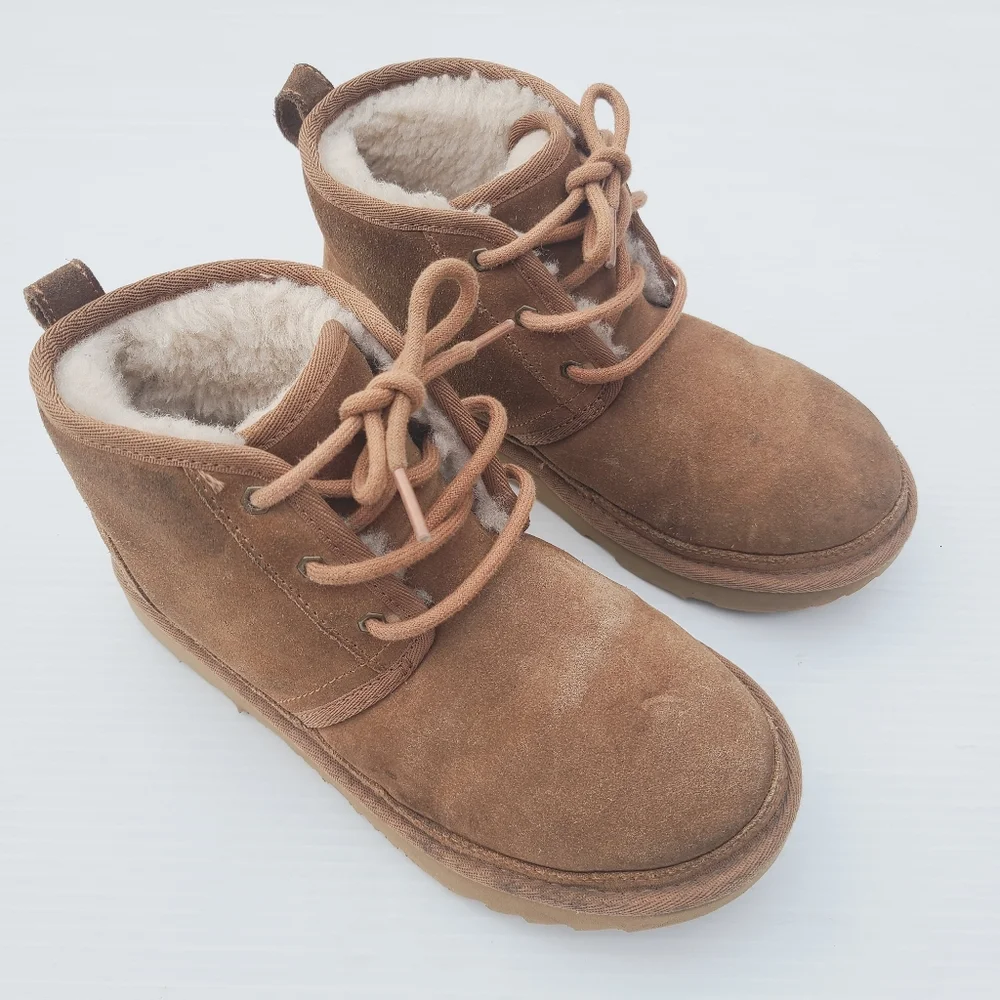 UGG Neumal kids chestnut fur lined chukka boots
